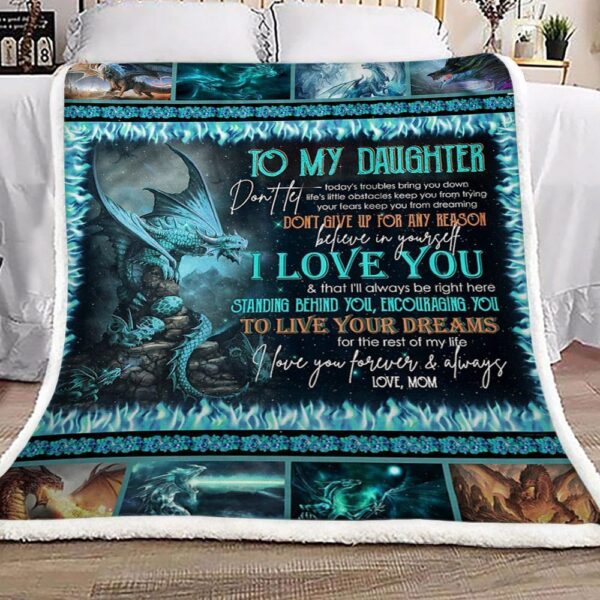 Dragon Mom To Daughter Fleece Blanket Sherpa Blanket