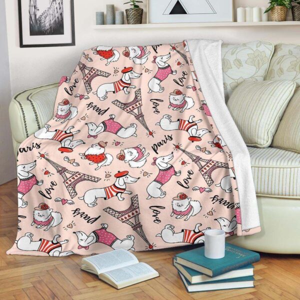 Paris Dog Fleece Blanket Sherpa Blanket
