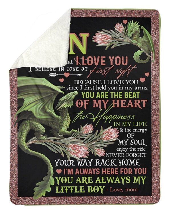 Green Protea Dragon Mom To Son Fleece Blanket Sherpa Blanket