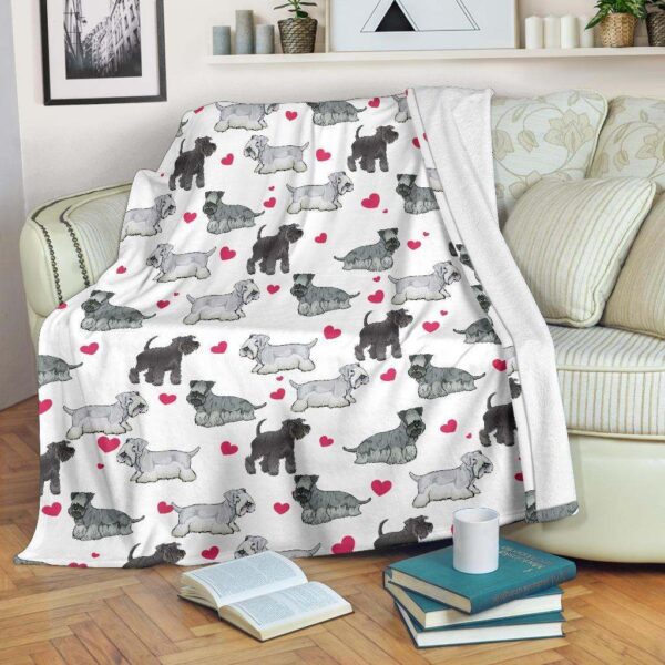 Cesky Terrier Heart Fleece Blanket Sherpa Blanket