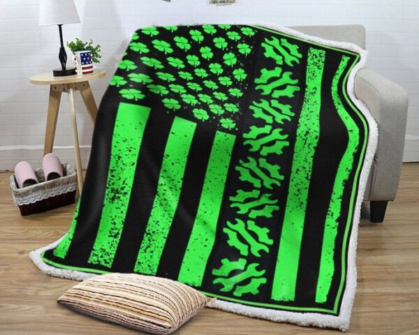 Irish Flag Mechanic Fleece Blanket Sherpa Blanket
