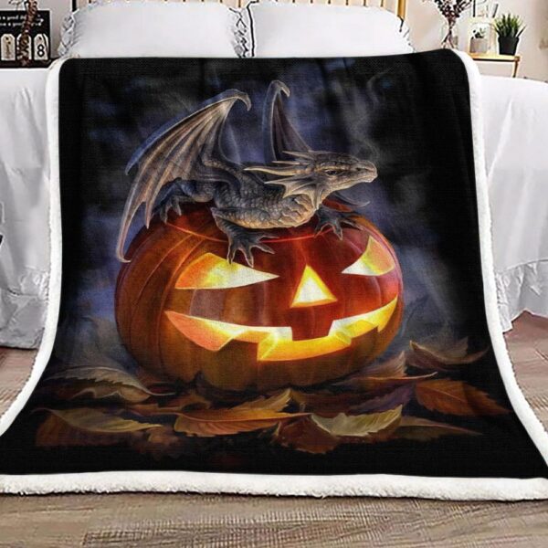 Dragon And Pumpkin Light Fleece Blanket Sherpa Blanket