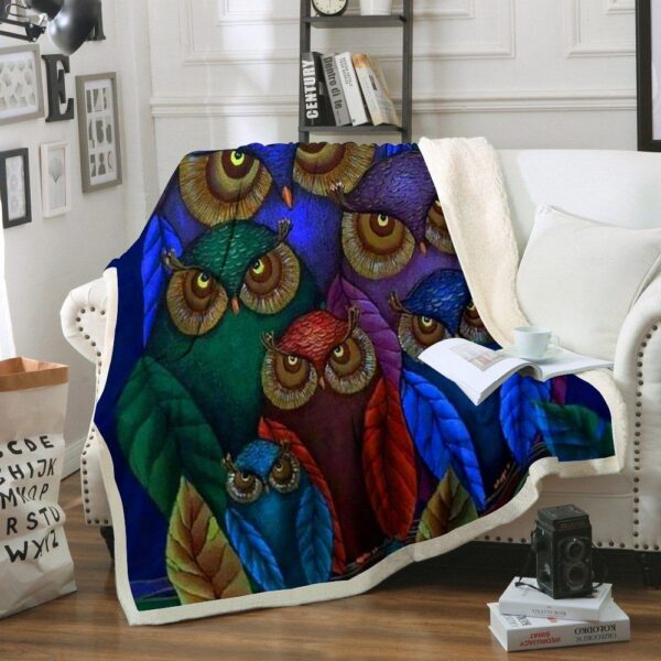 Owl Fleece Blanket Sherpa Blanket