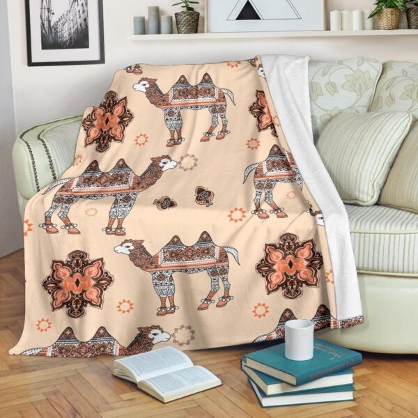 Camel Tribal Pattern Fleece Blanket Sherpa Blanket