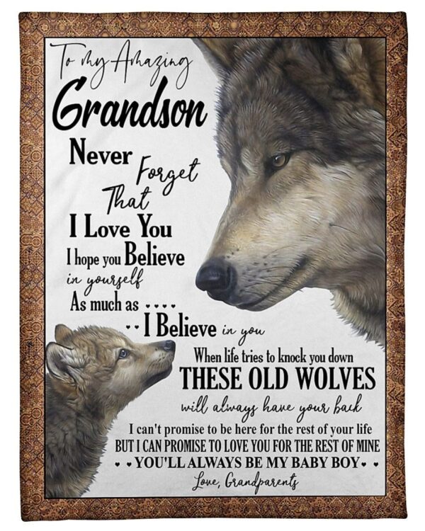 Grandparents To Grandson Fleece Blanket Sherpa Blanket