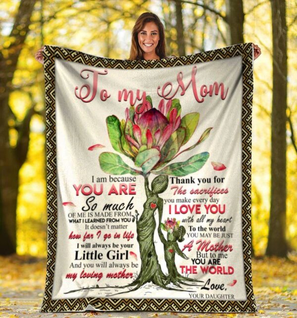 To My Mom Mom And Daughter Protea Flower Fleece Blanket Sherpa Blanket