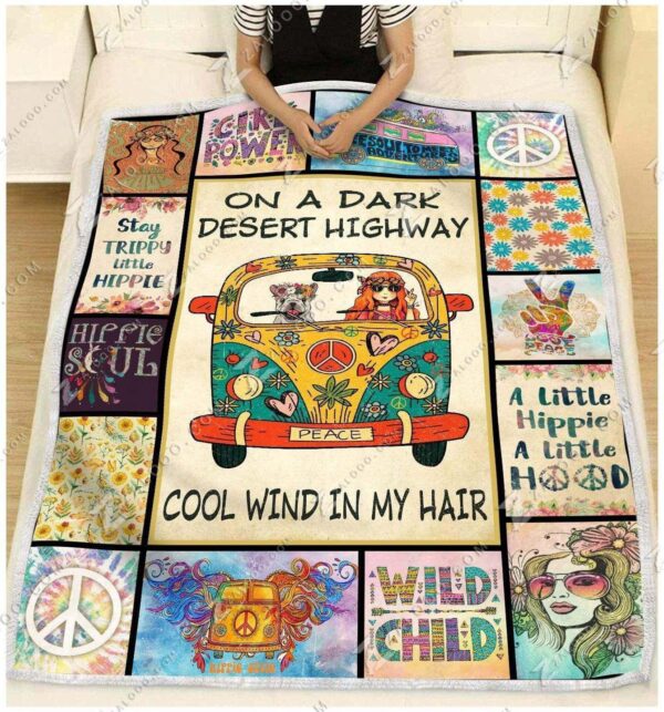 Hippie Bulldog Fleece Blanket Sherpa Blanket