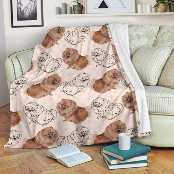 Dog Pomeranian Fleece Blanket Sherpa Blanket