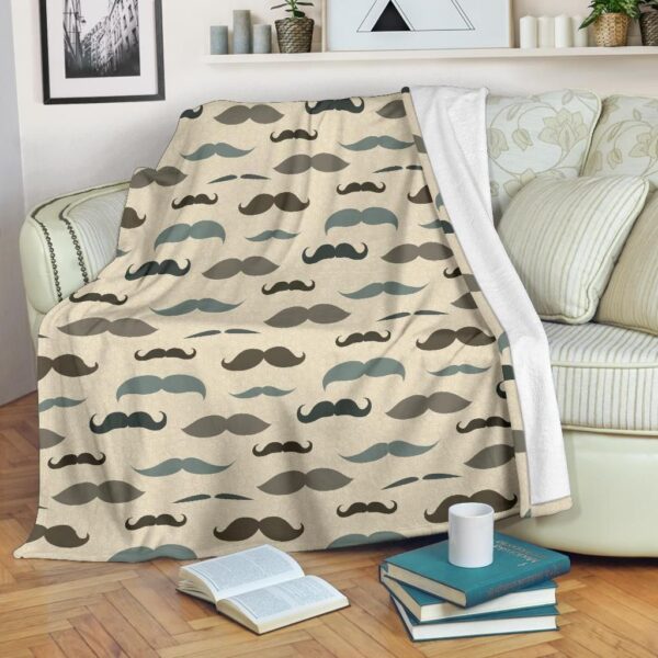 Mustache Pattern Fleece Blanket Sherpa Blanket