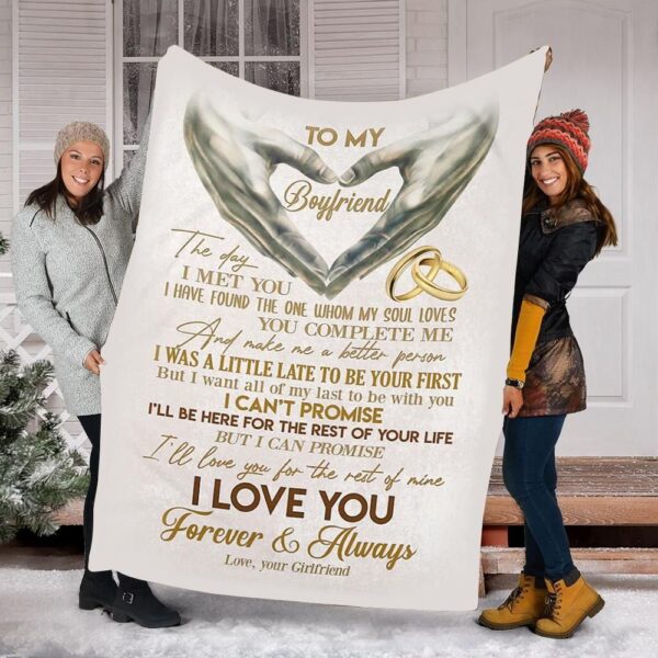To My Boyfriend I Love You Forever Fleece Blanket Sherpa Blanket