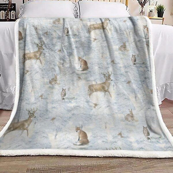 Owl Fox Deer Eagle Fleece Blanket Sherpa Blanket