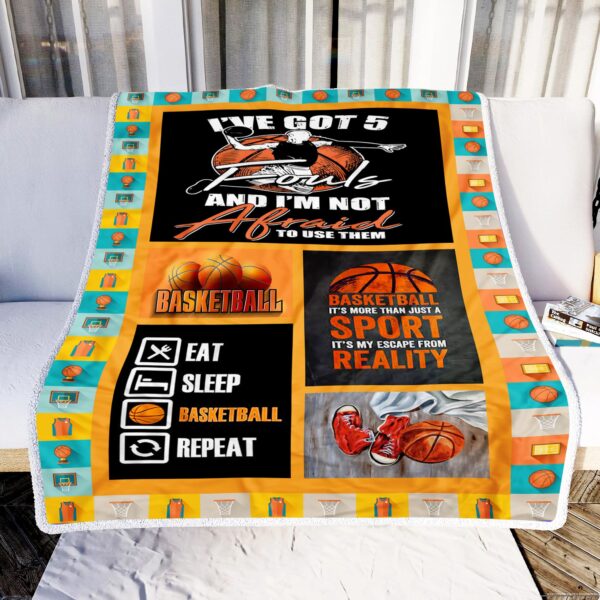Eat Sleep Basketball Repeat Fleece Blanket Sherpa Blanket