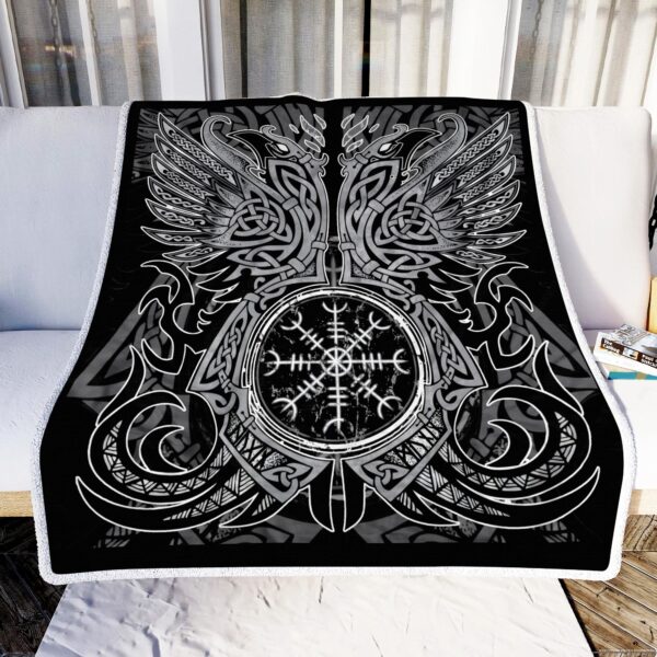 Viking Odin Ravens Helm Of Awe Fleece Blanket Sherpa Blanket