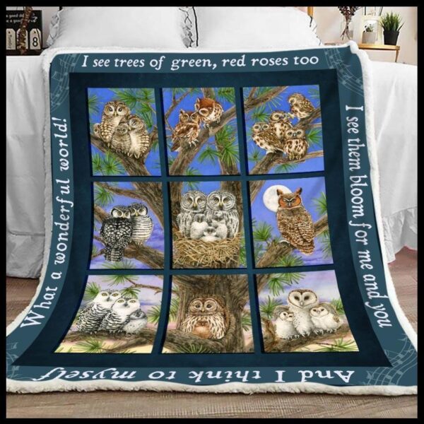 Owl Fleece Blanket Sherpa Blanket