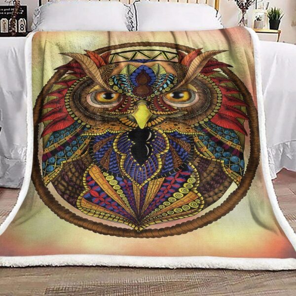 Ornate Owl Fleece Blanket Sherpa Blanket
