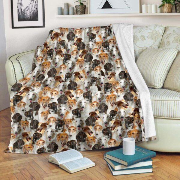 Borzoi Full Face Fleece Blanket Sherpa Blanket