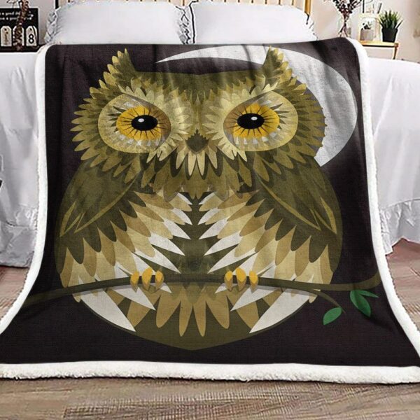 Owl In Moonlight Fleece Blanket Sherpa Blanket