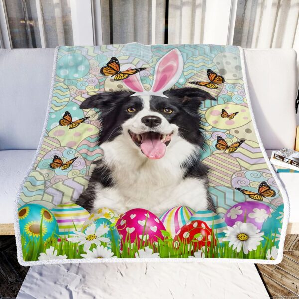 Border Collies Happy Easter Fleece Blanket Sherpa Blanket