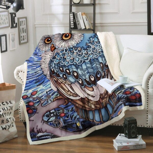 Owl Fleece Blanket Sherpa Blanket