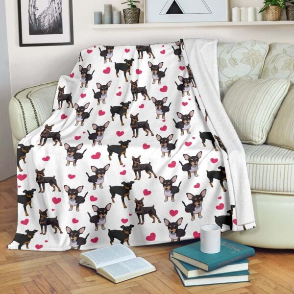 Miniature Pinscher Heart Fleece Blanket Sherpa Blanket