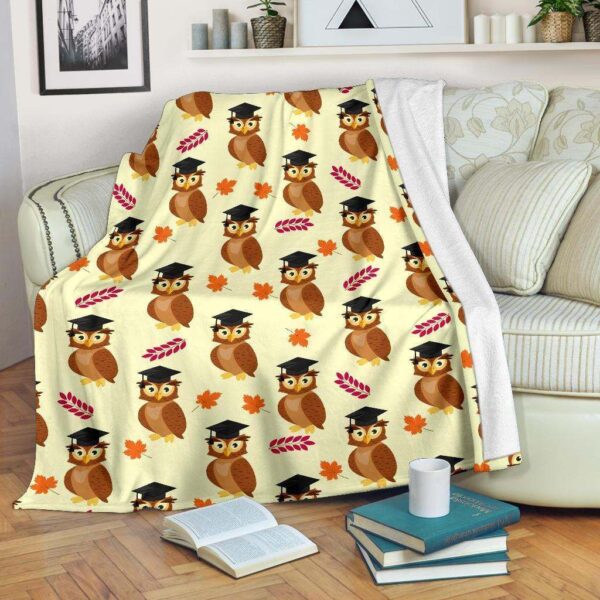 Graduation Owl Fleece Blanket Sherpa Blanket