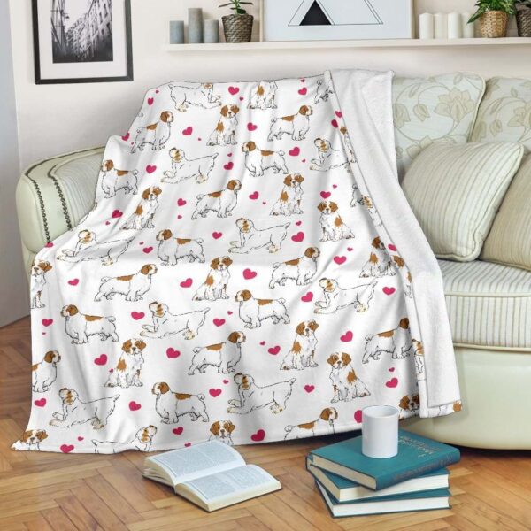 Clumber Spaniel Heart Fleece Blanket Sherpa Blanket