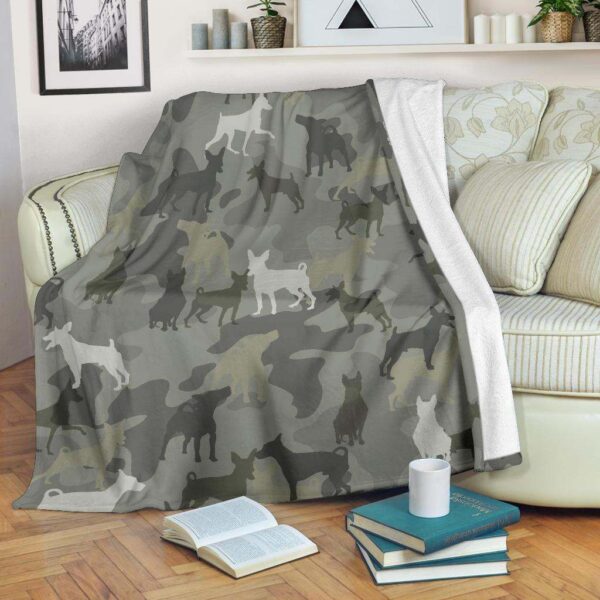 Miniature Pinscher Camo Fleece Blanket Sherpa Blanket