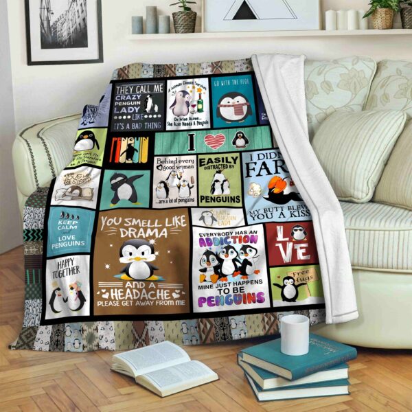 Penguin You Smell Like Drama Fleece Blanket Sherpa Blanket