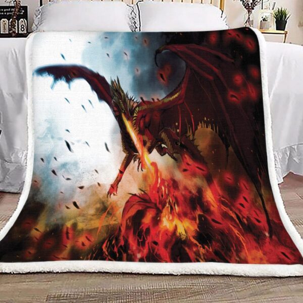 Fire Dragon Fleece Blanket Sherpa Blanket