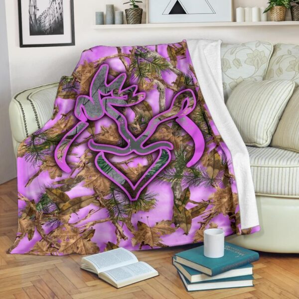 Buck His Doe Purple Camo Fleece Blanket Sherpa Blanket