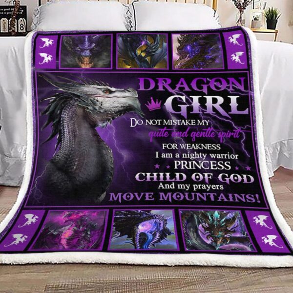Dragon Girl Fleece Blanket Sherpa Blanket