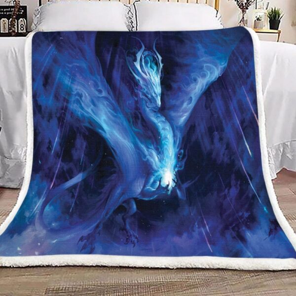 Dragon In The Rainy Sky Fleece Blanket Sherpa Blanket