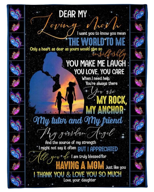 Dear My Loving Mom Thank You Fleece Blanket Sherpa Blanket