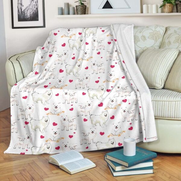 Samoyed Heart Fleece Blanket Sherpa Blanket