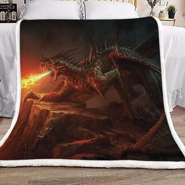 Dragon And A Knight Fleece Blanket Sherpa Blanket