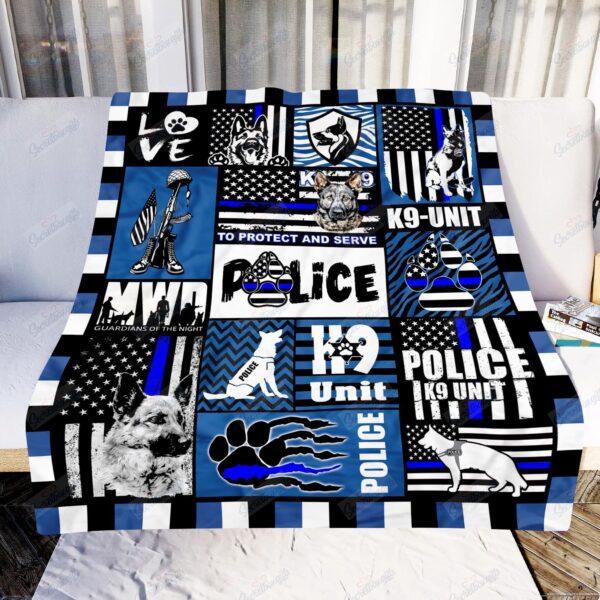 Love Police K9 Unit Fleece Blanket Sherpa Blanket
