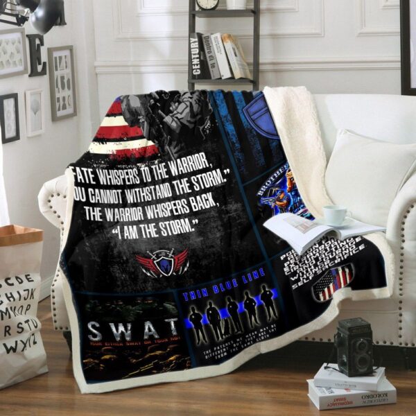 Police I Am The Storm Fleece Blanket Sherpa Blanket