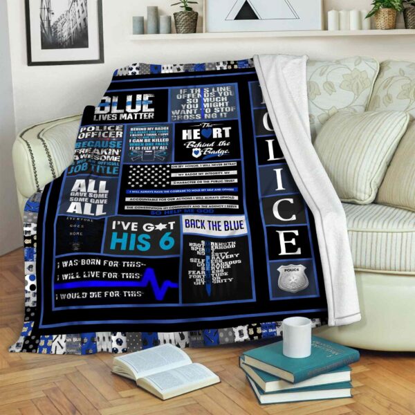 Police Back The Blue Fleece Blanket Sherpa Blanket