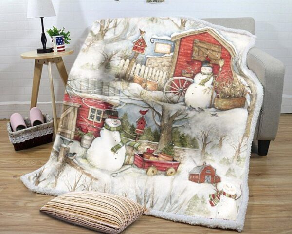 Snowman And The Winter Fleece Blanket Sherpa Blanket