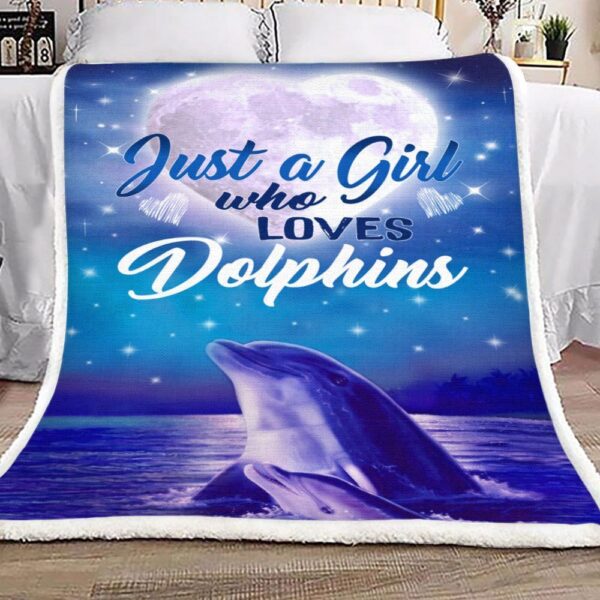 Just A Girl Who Loves Dolphins Fleece Blanket Sherpa Blanket