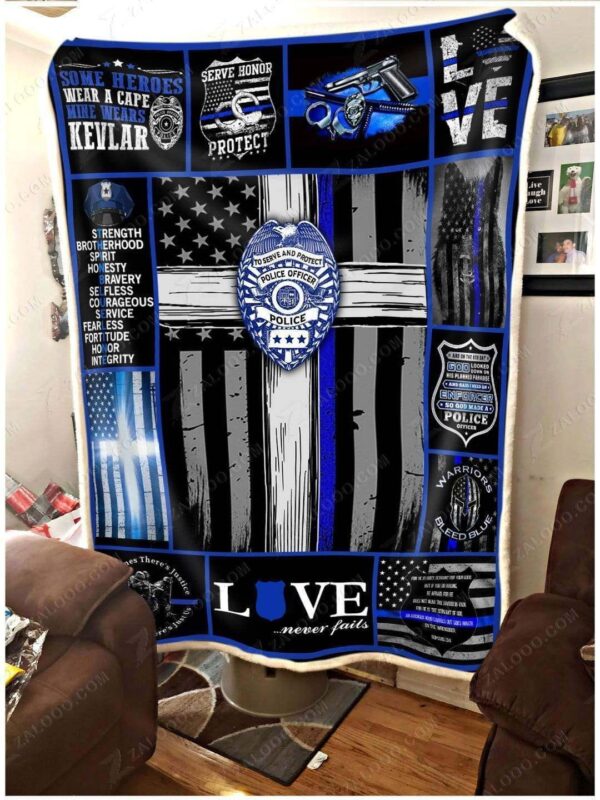 Police Love Never Fails Fleece Blanket Sherpa Blanket