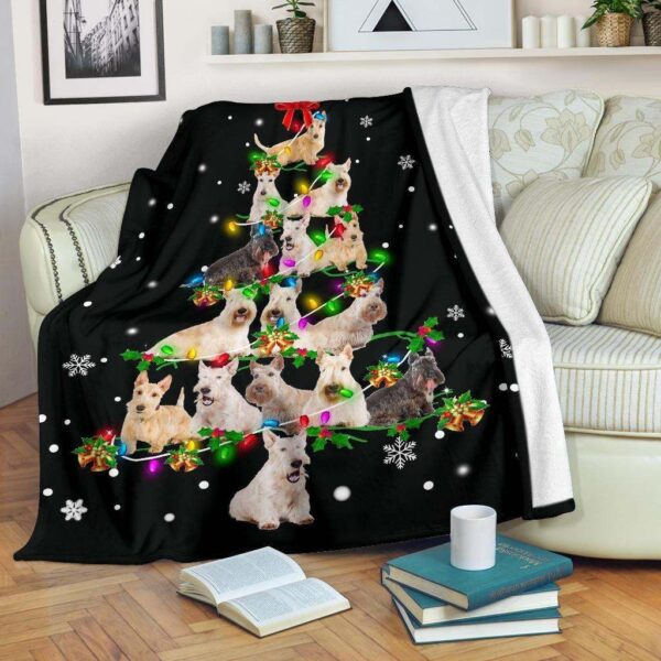 Scottish Terrier Christmas Tree Fleece Blanket Sherpa Blanket