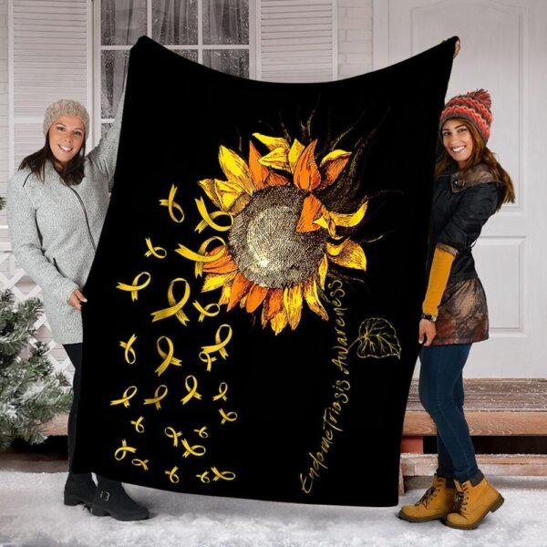 Endometriosis Awareness Sunflower Fleece Blanket Sherpa Blanket