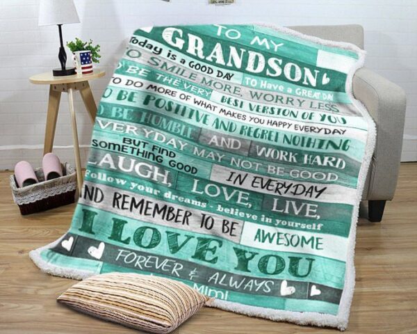 To My Grandson Mimi Today Is A Good Day Fleece Blanket Sherpa Blanket