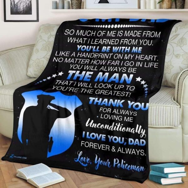 Police To My Dad You Will Be With Me Love Your Policeman Fleece Blanket Sherpa Blanket