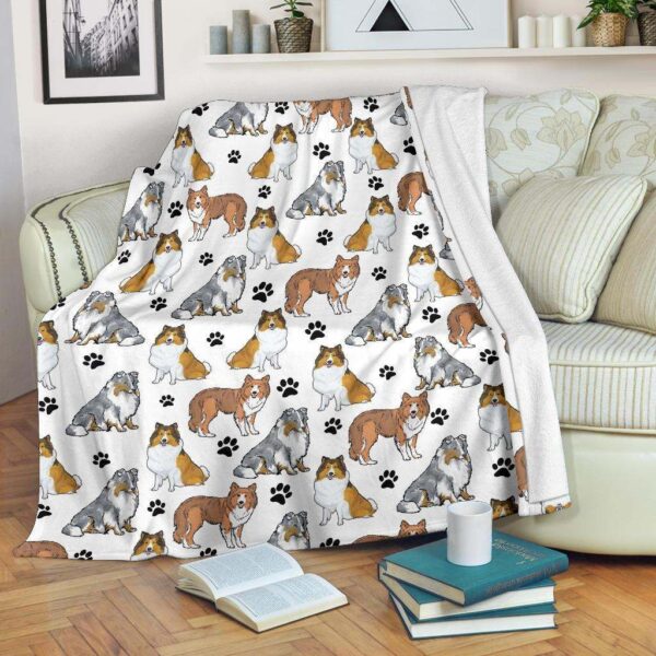 Shetland Sheepdog Paw Fleece Blanket Sherpa Blanket