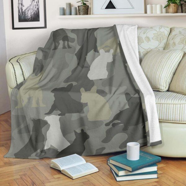 French Bulldog Camo Fleece Blanket Sherpa Blanket