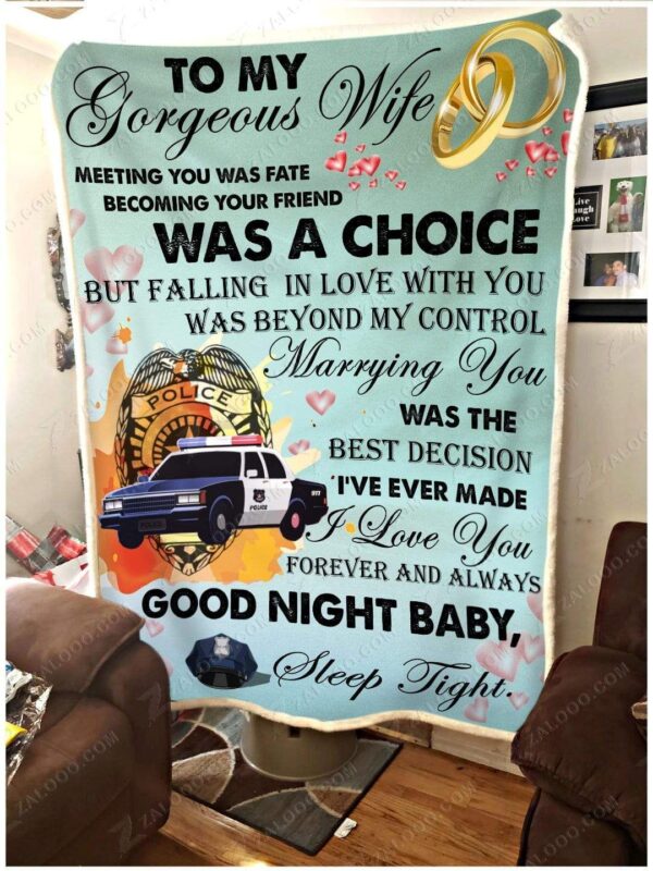 Police To My Wife Fleece Blanket Sherpa Blanket