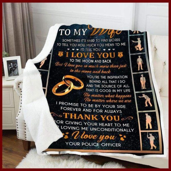 Police To My Wife Thank You Fleece Blanket Sherpa Blanket