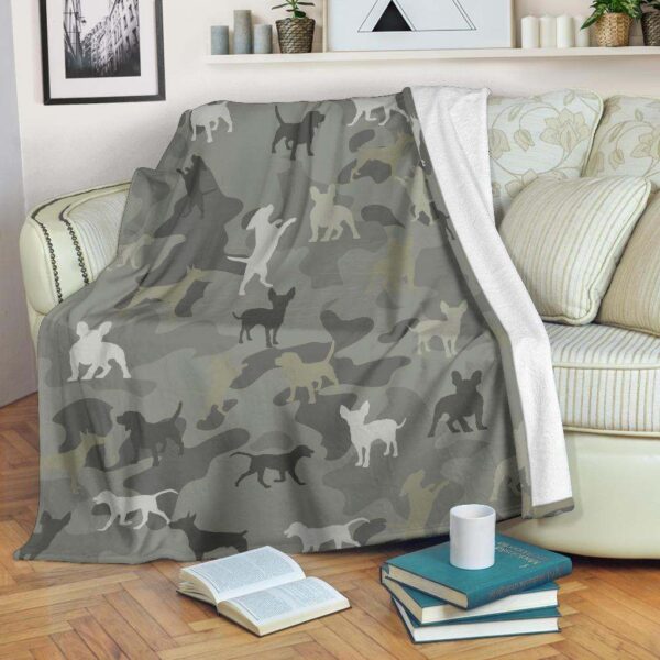 Dog Camo Fleece Blanket Sherpa Blanket